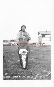 Native American Indian, RPPC, Mother & Child, Longlac Ontario, Fisher Photo