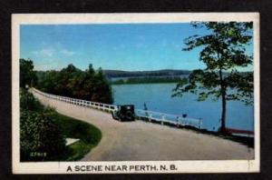 NB Scene with Old Car PERTH NEW BRUNSWICK Postcard PC