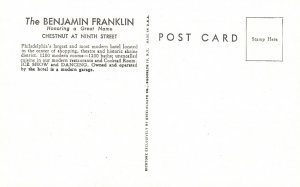 Vintage Postcard The Benjamin Franklin Chestnut & 9th Street Philadelphia Penn