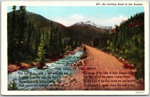 An Inviting World In The Rockies Call Of The Trail Poem Stratovolcano Postcard