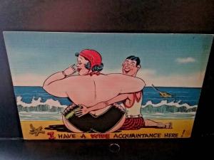 Postcard  Comical Cartoon Picture of a Couple at the Beach