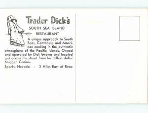 Pre-1980 TRADER DICKS SOUTH SEA ISLAND RESTAURANT Sparks - East Reno NV B8849@