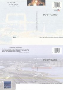 (2 cards) Duluth and Superior MN, Minnesota - Bridge Lighthouse Freight Yard