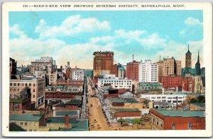 Business District Showing Bird's Eye View Minneapolis Minnesota MN Postcard