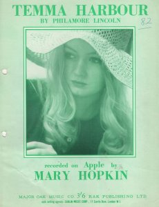 Temma Harbour Mary Hopkin Apple Records of The Beatles Sheet Music