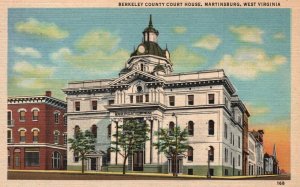 Vintage Postcard 1920's Berkeley County Court House Martinsburg West Virginia