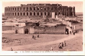 Tunisia El Djem Le Colisée et la Ville Arabe Vintage Postcard C158