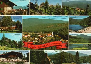 Vintage Postcard Multi View Places Grusse Aus Bayer Eisenstein Bavaria Germany
