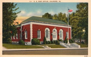 Vintage Postcard United States Post Office Postal Service Culpeper Virginia VA