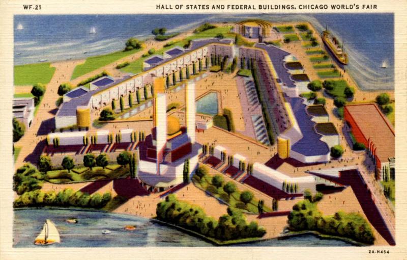 IL - Chicago. 1933 World's Fair-Century of Progress. Hall of States and Feder...