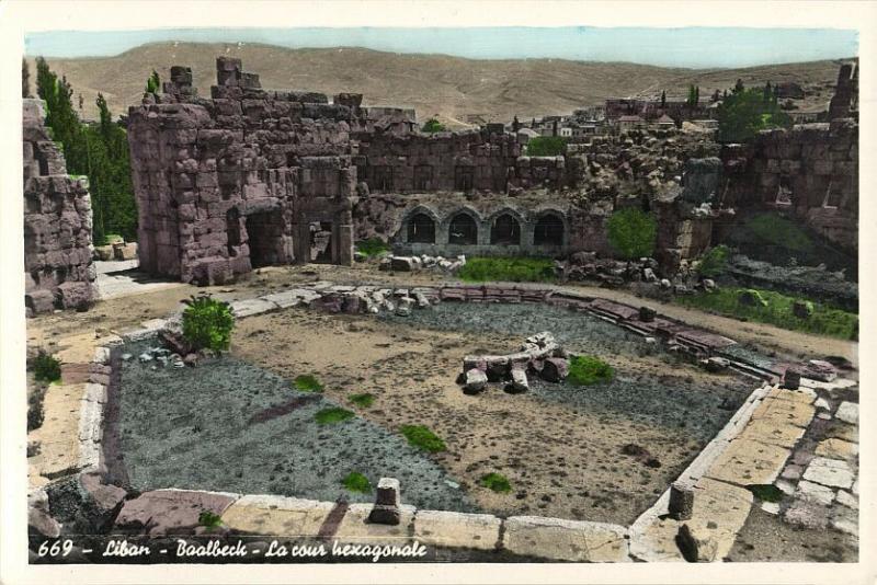 lebanon, BAALBECK BAALBEK, Hexagonal Court (1950s) RPPC