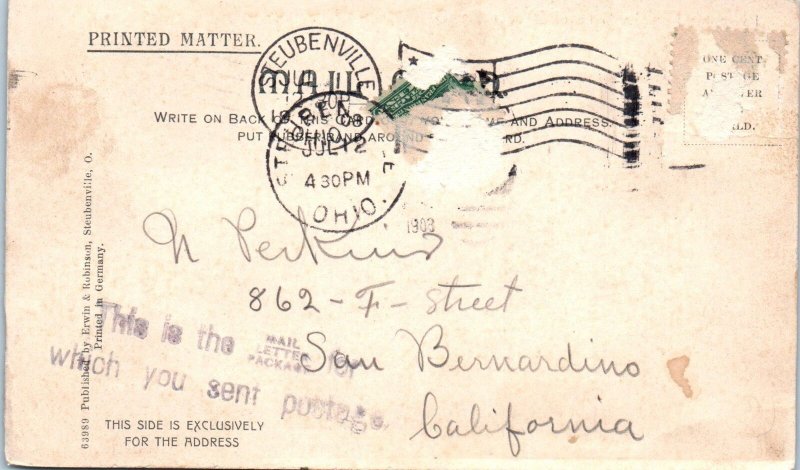 STEUBENVILE, OH Ohio  PANORAMA from LA BELLE  1908    Postcard