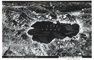 VINTAGE POSTCARD LAKE TAHOE 1949 REAL PICTURE PHOTO CARD MAP ON THE CALIF/NEVADA