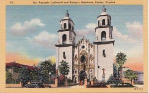 Postcard San Augustin Cathedral Bishop's Residence Tucson AZ