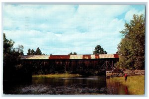 1962 Hemlock Covered Bridge Saco River Between Fryeburg Bridgton ME Postcard 