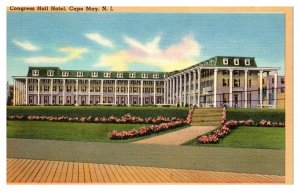 Vintage 1940s Postcard Congress Hall Hotel, Cape May, N.J.