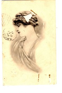 Beautiful Woman, Used 1911, Split Ring Cancel, Manitoba
