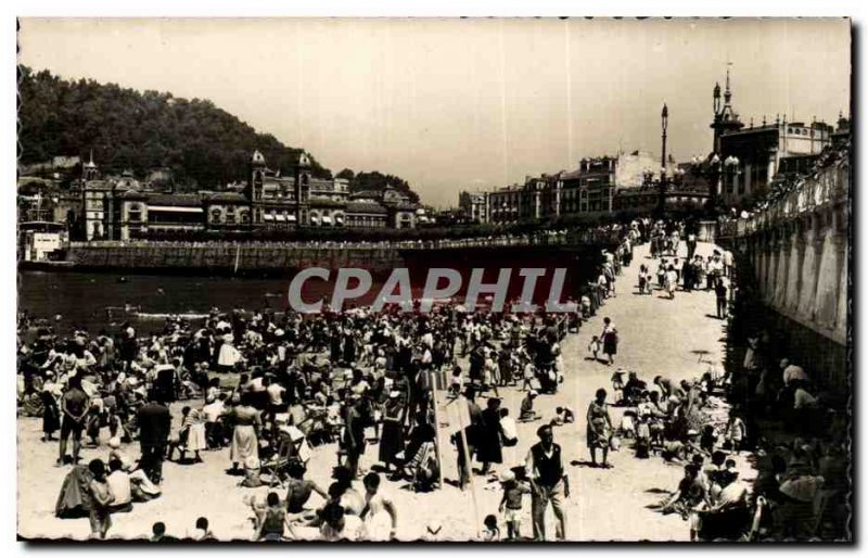 Old Postcard Spain Espana Spain San Sebastian Vista parcial de la playa