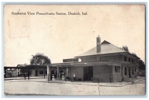 1913 Southwest View Pennsylvania Station Depot Dunkirk Indiana IN Postcard 