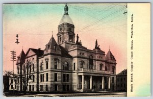Waterloo Iowa~Black Hawk County Court House Bldg Street View~Vintage Postcard