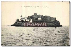 Old Postcard Lighthouse Carantec L & # 39ile Louet and lighthouse