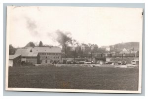 Vintage 1940's Postcard WW2 German Town Being Bombed Building on Fire COOL