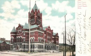 Vintage Postcard 1908 Kent County Courthouse Grand Rapids Michigan Curt Teich Co