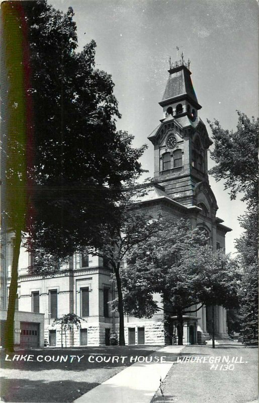 RPPC Postcard; Lake County Court House, Waukegan IL, LL Cook H-130 Unposted