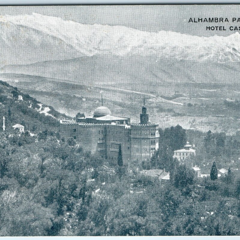 c1920s Granada, Spain Alhambra Palace Hotel Casino Mountain Landscape PC A343