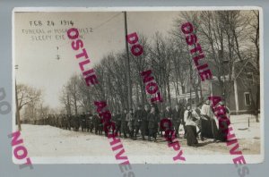 Sleepy Eye MINNESOTA RPPC 1914 FUNERAL Catholic Priest Stutz PROCESSION Death #2