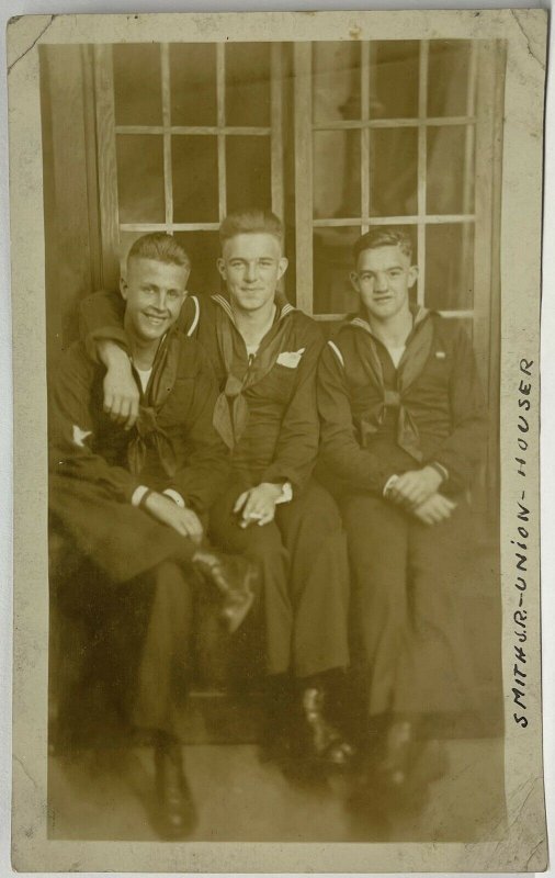 Rppc Attractive Young Men Navy Sailors In Uniform Gay Interest Photo Postcard Africa Algeria