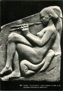 Greek art postcard Flute girl sculpture Flautista