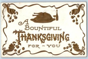 1911 Thanksgiving Turkey And Cornucopia Embossed Salem Oregon OR Posted Postcard