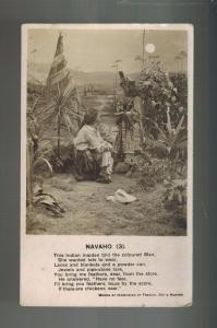 1908 Lynn MA USA Postcard Native American Indian Navajo Maiden Poem Cover