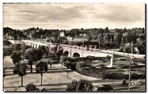 Postcard Old Tours Great Stone Bridge on the Loire and the Statue Rabelais Th...