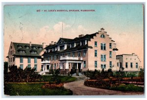 1910 St. Luke's Hospitals Exterior Spokane Washington WA Posted Vintage Postcard