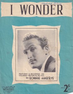 I Wonder Ronnie Harris 1950s Sheet Music
