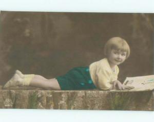 Old rppc KIDS - CHILDREN SCENE Great Postcard AB1830