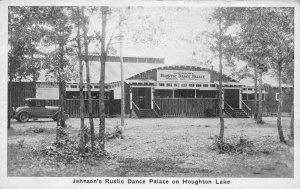 Johnson's Rustic Dance Palace Houghton Lake Michigan 1930s postcard