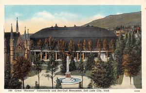 SALT LAKE CITY, UT  Utah  MORMON TABERNACLE & Sea-Gull Monument c1940's Postcard