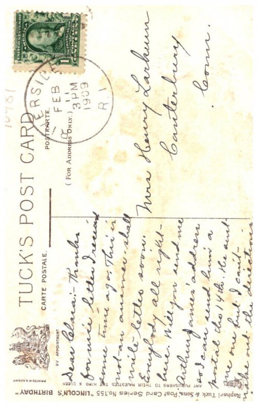 Lincoln Birthday , Monument , Tuck's No. 155