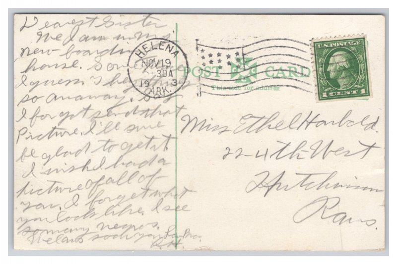 Helena Ark. Arkansas Peculiar River Craft Postcard c1913 Postmark