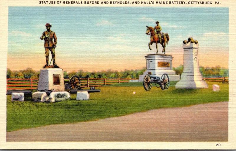 Pennsylvania Gettysburg Hall's Maine Battery and Generals Buford and Rey...