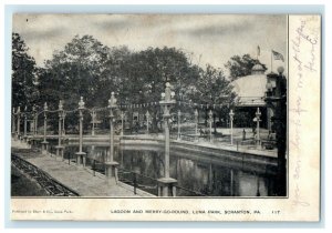 1909 Lagoon and Merry-Go-Round, Luna Park, Scranton, Pennsylvania PA Postcard