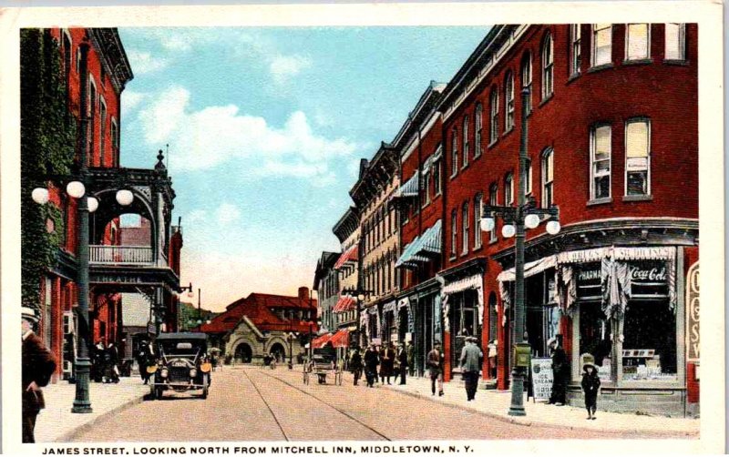 Middletown, New York - Downtown Shopping on James Street - c1915