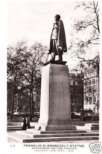 Franklin Roosevelt Statue London Real Photo Postcard