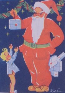 Art Deco Santa Claus A/S Kristina Child Antique Vintage Christmas Small Postcard