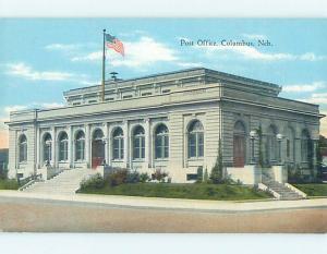 Unused Linen POST OFFICE SCENE Columbus Nebraska NE hs1280