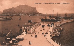 Vintage Postcard 1910's Monte Pellegrino Col Porto E L'Antemurale Palermo Italy