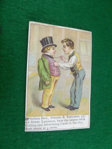 Victorian Card Sellers Bros Printers & Stationers Tailor Measuring Boy's Clothes
